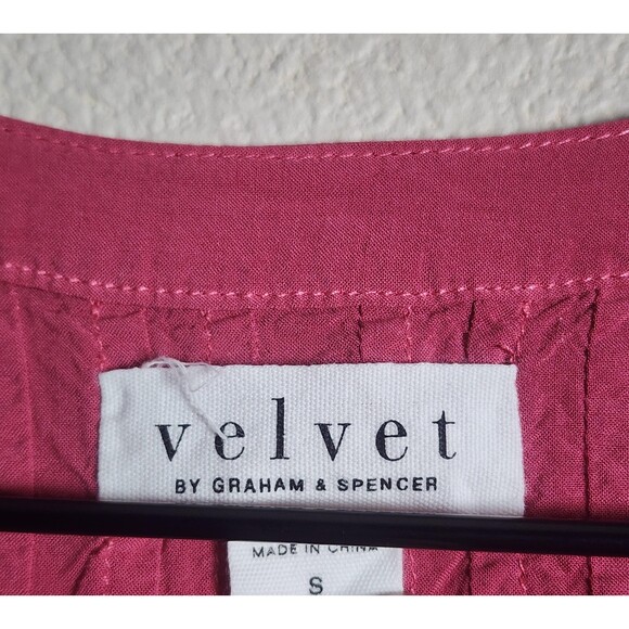 Velvet By Graham & Spencer Blouse Womens Small Pink V Neck Short Sleeve Top - Picture 3 of 6